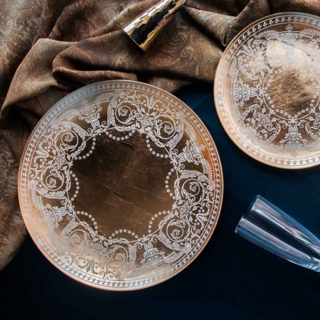 Gold Leaf Glass Charger Plates - TGF Series